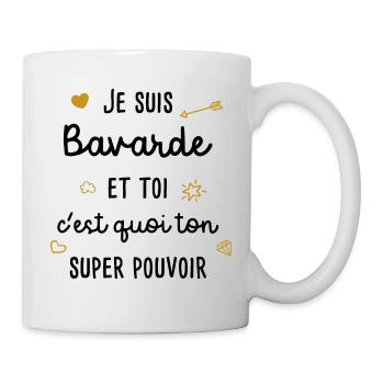 Fille Bavarde Phrase Drôle Super Pouvoir Cadeau - Mug blanc - blanc - Droite