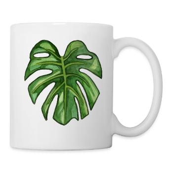 Monstera - plante tropicale à l'aquarelle - Mug blanc - blanc - Droite