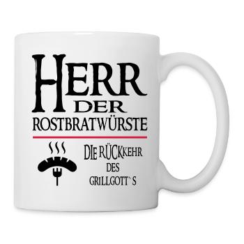 Grillen BBQ Grillgott Grillkönig - Tasse - Weiß - Rechts