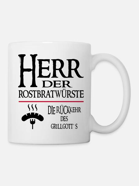 Grillen BBQ Grillgott Grillkönig - Tasse - Weiß