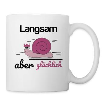 Joggen Schnecke Krone langsam aber glücklich - Tasse - Weiß - Rechts