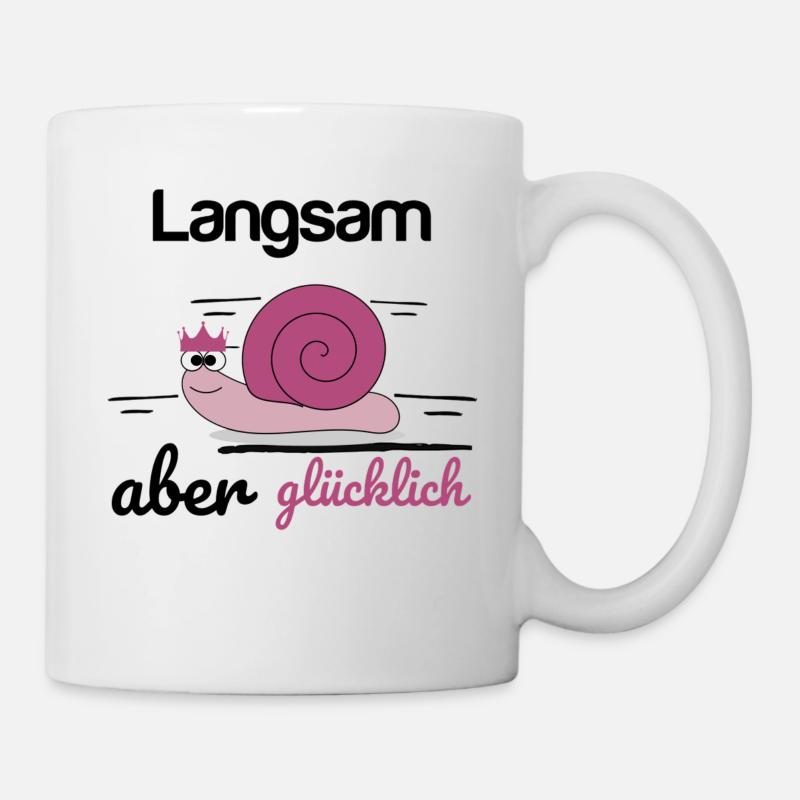 Joggen Schnecke Krone langsam aber glücklich - Tasse - Weiß