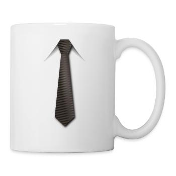 Cravate marron - Mug blanc - blanc - Droite