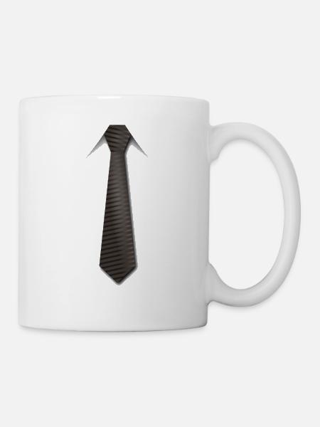 Cravate marron - Mug blanc - blanc