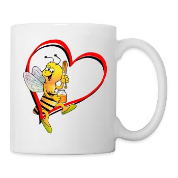 Biene mit Herz - Tasse - Weiß - Rechts