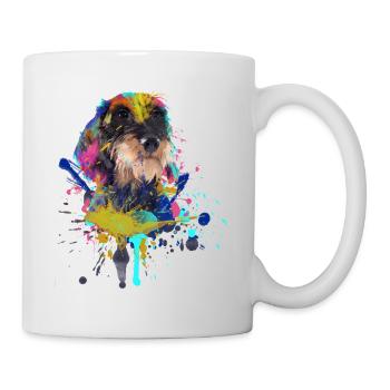 Rauhaardackel Dackel Dachshund Teckel Illustration - Tasse - Weiß - Rechts