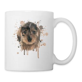 Rauhaardackel Dackel Dachshund Teckel Illustration - Tasse - Weiß - Rechts