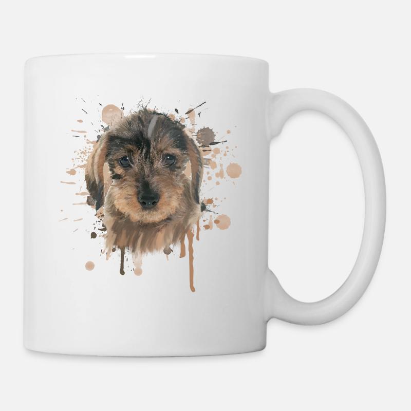 Rauhaardackel Dackel Dachshund Teckel Illustration - Tasse - Weiß