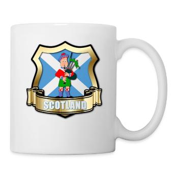 Drapeau de l'Écosse avec bouclier d'or et piper - Mug blanc - blanc - Droite