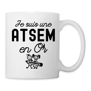 je suis une atsem en or - Mug blanc - blanc - Droite