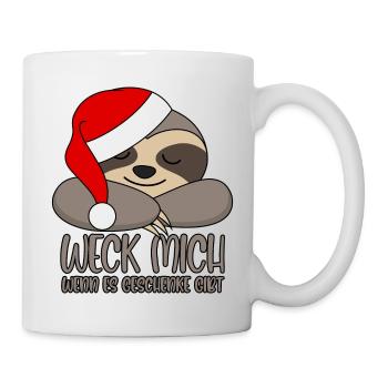 Paresseux Réveille-moi quand il y a des cadeaux - Mug blanc - blanc - Droite