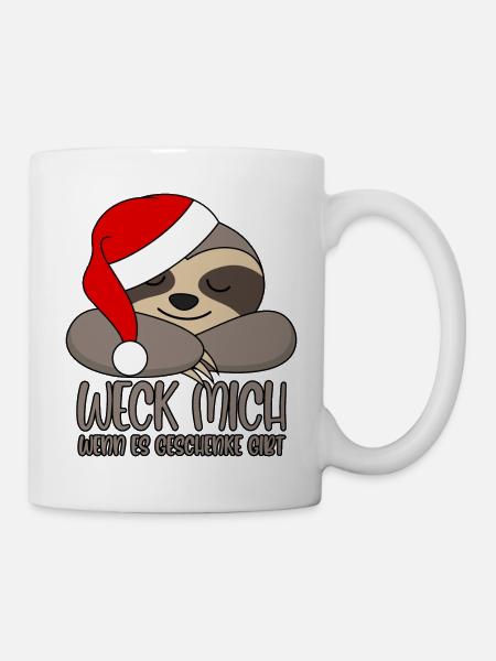 Faultier Weck mich wenn es Geschenke gibt - Tasse - Weiß