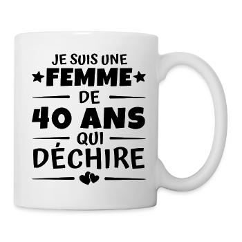 je suis une femme de 40 ans qui déchire - Mug blanc - blanc - Droite