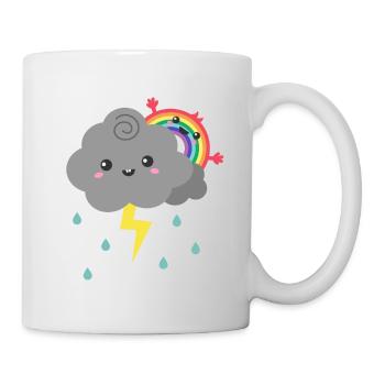 Arc-en-ciel mignon se cachant derrière un nuage d'orage - Mug blanc - blanc - Droite