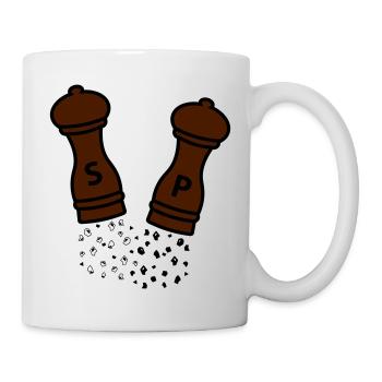 Salz & Pfeffer / Holz Gewürzmühlen / Geschenkidee - Tasse - Weiß - Rechts