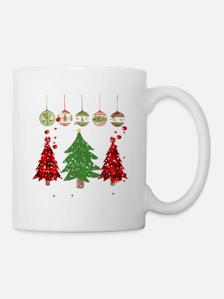 Frohe Weihnachten / Weihnachtsbaumdrucke / bunt - Tasse - Weiß