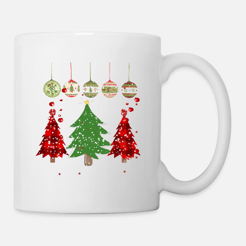 Frohe Weihnachten / Weihnachtsbaumdrucke / bunt - Tasse - Weiß