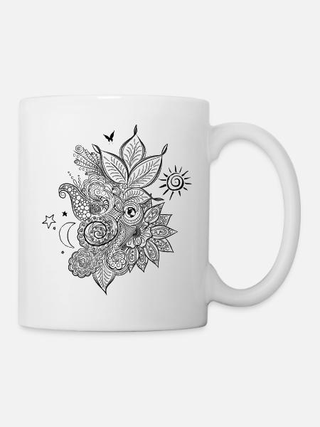 Mandala soleil lune et terre - Mug blanc - blanc