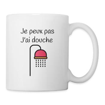 je peux pas j'ai douche - Mug blanc - blanc - Droite