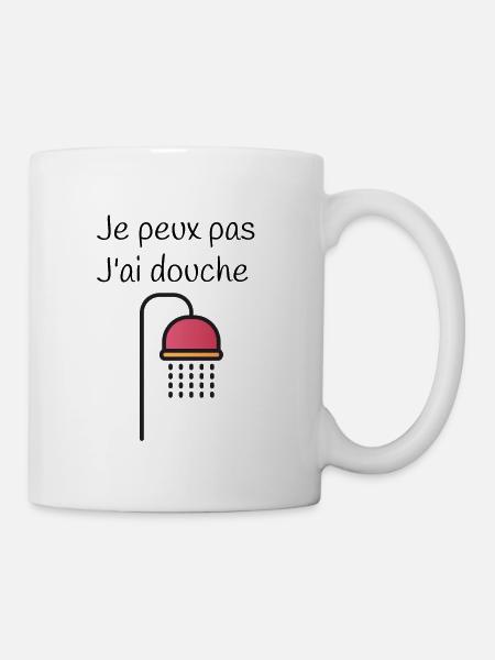 je peux pas j'ai douche - Mug blanc - blanc