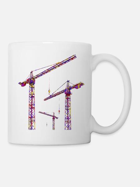 Grues de construction aux couleurs vives - Mug blanc - blanc