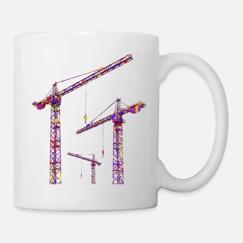 Grues de construction aux couleurs vives - Mug blanc - blanc