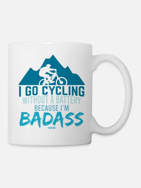 Fahrradfahren ohne Akku knallhart - Tasse - Weiß
