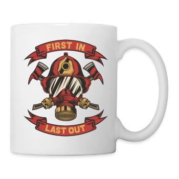 Last In Last Out Fire Fighter Axt Geschenk - Tasse - Weiß - Rechts