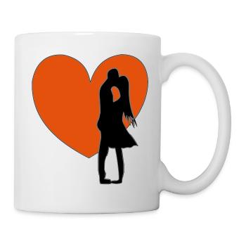 Des amoureux dans un seul cœur - Mug blanc - blanc - Droite