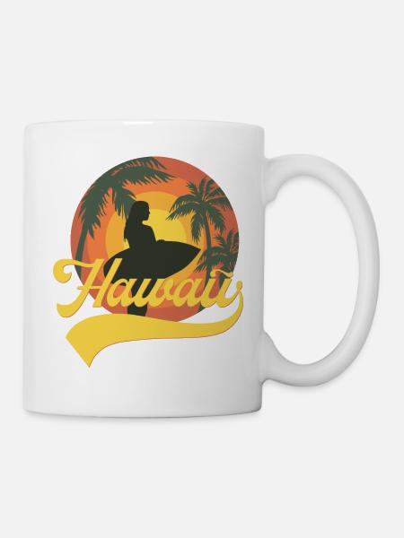 Hawaii Surfer Girl in Sunset - Tasse - Weiß