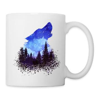 Wolf with forest hintergund - Mug - white - Right