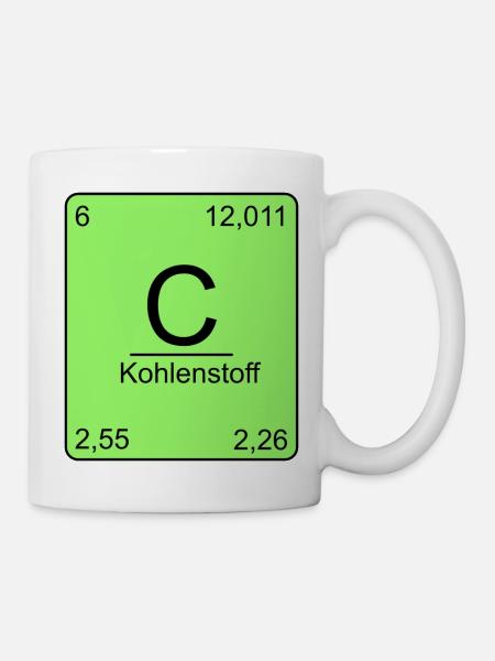 Kohlenstoff, Periodensystem, Chemie, Physik, Eleme - Tasse - Weiß