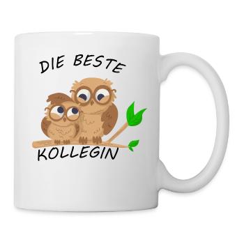Die beste Kollegin Eulen Arbeitskollegin Geschenk - Tasse - Weiß - Rechts