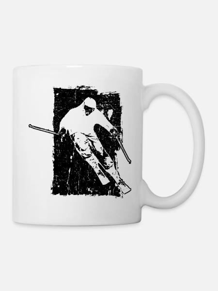 ski ski ski skier grunge descente - Mug blanc - blanc