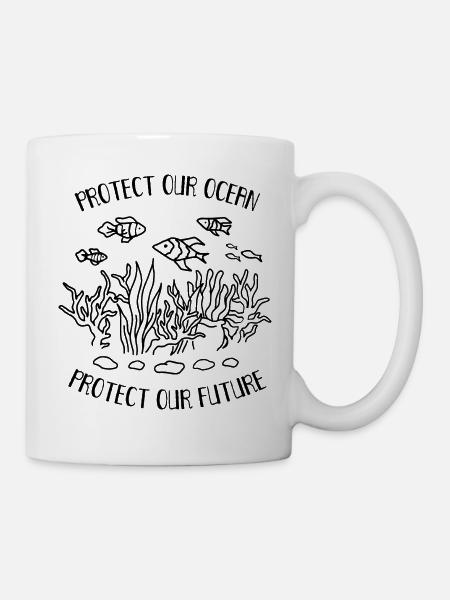 Protège Notre Océan Plastique Pollution - Mug blanc - blanc