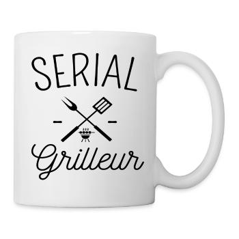 T shirt barbecue serial grilleur humour cadeau - Mug blanc - blanc - Droite