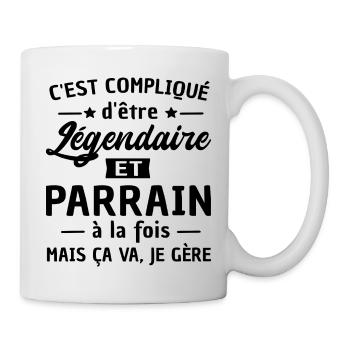 humour parrain / légendaire et parrain à la fois - Mug blanc - blanc - Droite