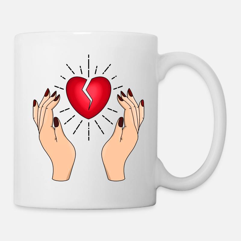 Gebrochenes Herz Tattoo Design - Tasse - Weiß