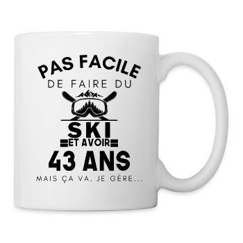 Pas facile de faire du ski anniversaire 43 ans SKI - Mug blanc - blanc - Droite