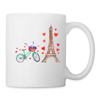Paris Eiffelturm Frankreich Fahrrad Herz Herzen - Tasse - Weiß - Rechts