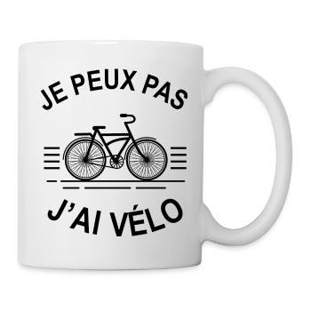 je peux pas j'ai vélo - Mug blanc - blanc - Droite
