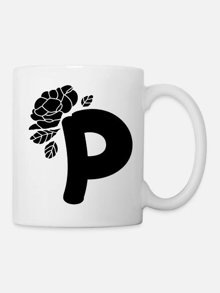 Alphabet Lettre P avec fleur - Mug blanc - blanc