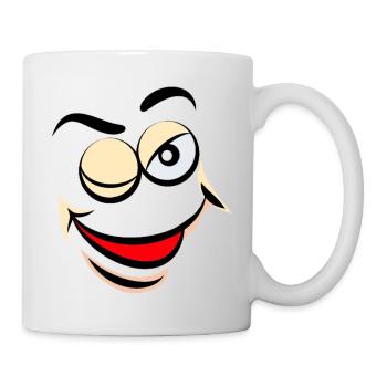 Cartoon face comic cartoon humor smile - Mug - white - Right