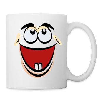 Cartoon face comic cartoon humor smile - Mug - white - Right