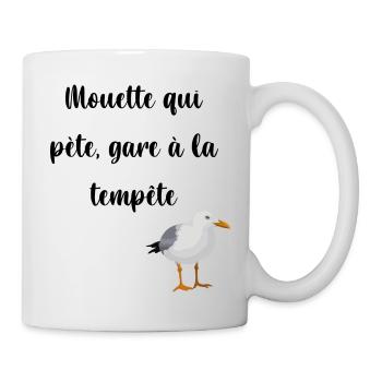 mouette qui pète, gare a la tempête humour - Mug blanc - blanc - Droite