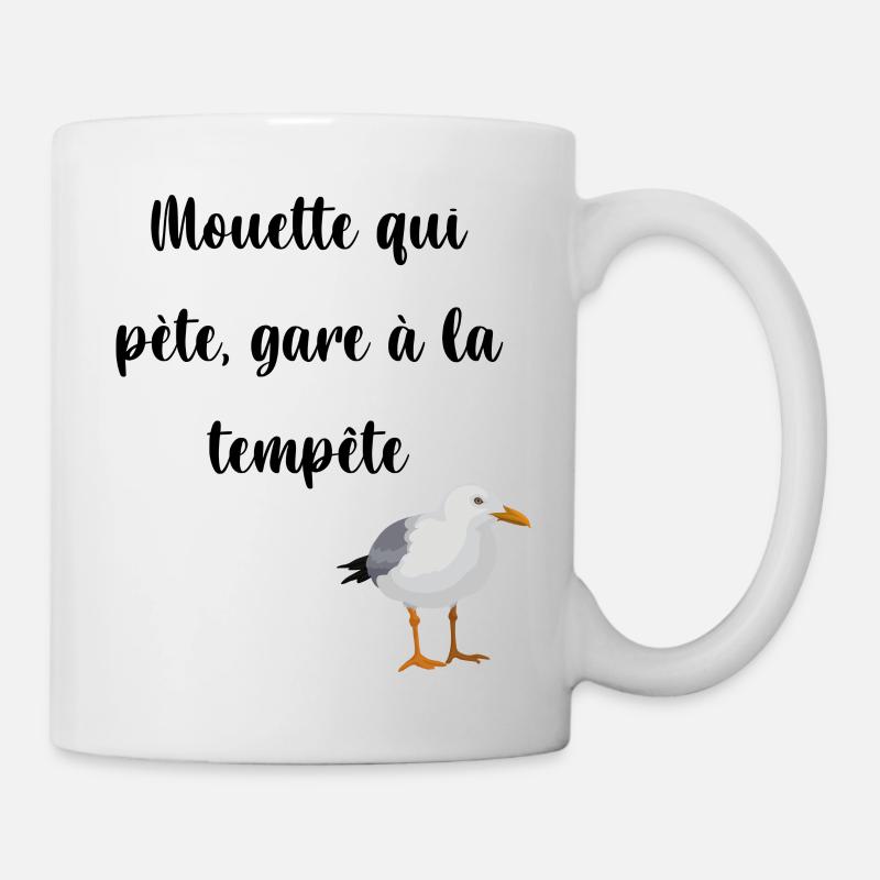 mouette qui pète, gare a la tempête humour - Mug blanc - blanc