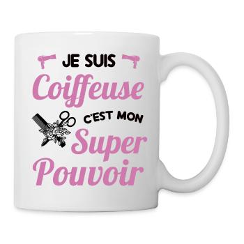 Je suis coiffeuse c'est mon super pouvoir humour - Mug blanc - blanc - Droite