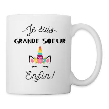 T shirt grande soeur humour soeur licorne cadeau - Mug blanc - blanc - Droite
