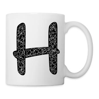 H Alphabet im Zentangle Style - Tasse - Weiß - Rechts