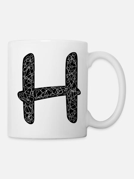 H Alphabet im Zentangle Style - Tasse - Weiß